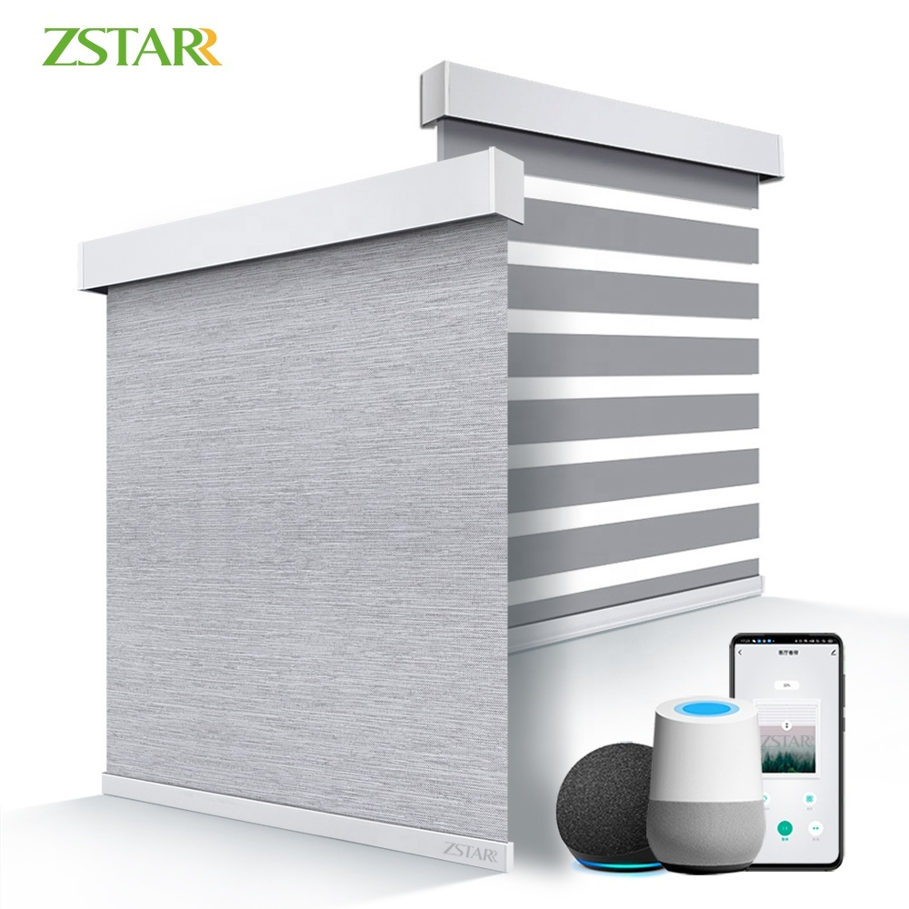 Home Alexa Smart Automatic Day and Night Blinds zebra Blind Curtain Motorized Blackout Roller Window Blinds
