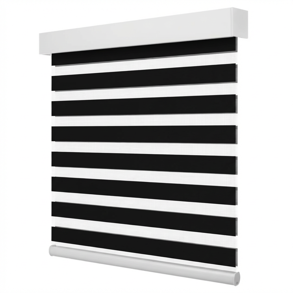 Black Fabric Customized Printed Pattern Zebra Blinds Banded Shades Double Layered Sheer and Solid Fabrics for Window