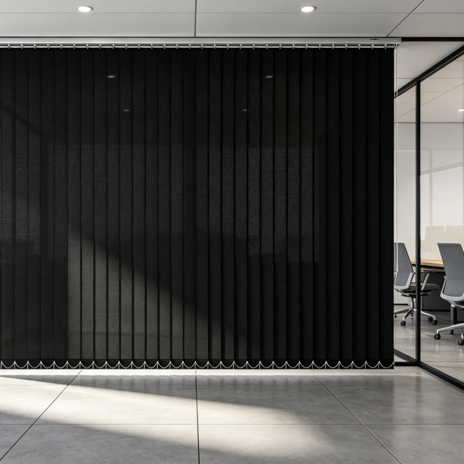Modern French Windows Blackout Feature Pinhole Technique Contemporary Design Motor Electric Roller Shades Vertical Blinds